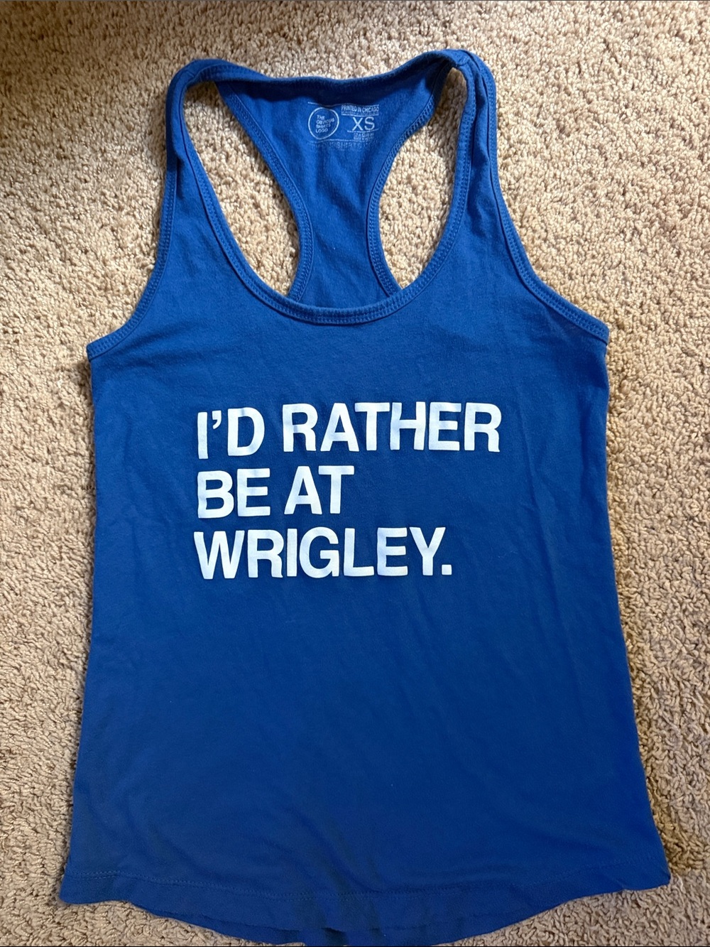 Women's Blue Racerback Tank - I'd Rather Be At Wrigley